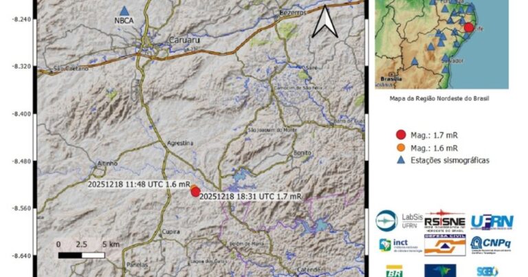 Agrestina Experienciou Sequência de Tremores de Baixa Magnitude em Pernambuco