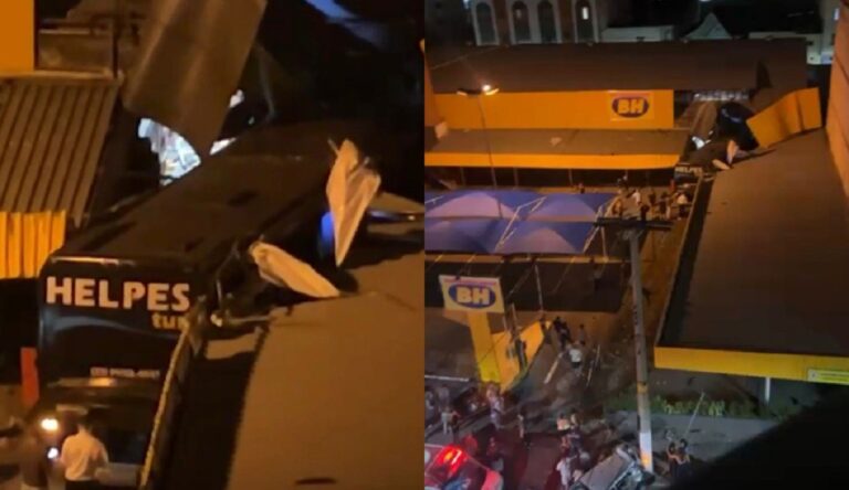 Ônibus de Turismo Causa Acidente e Invade Supermercado em Juiz de Fora