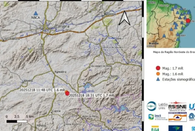 Série de Oito Tremores Registra Magnitude de até 1,7 em Agrestina