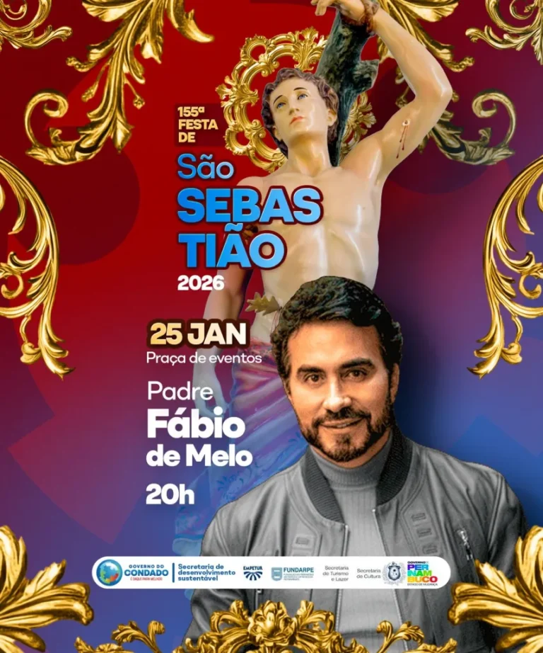 Celebrações de São Sebastião em Condado Têm Padre Fábio de Melo na Programação